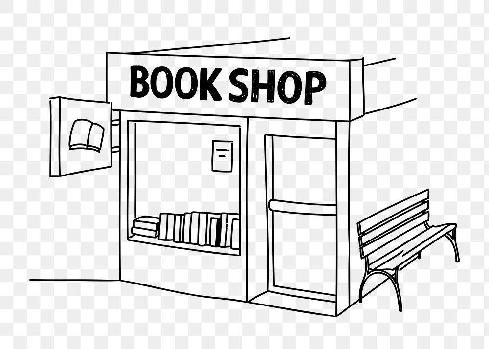 PNG book store doodle illustration, transparent background