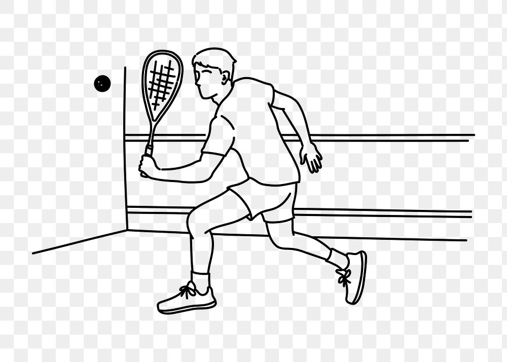 PNG squash sport doodle illustration, transparent background