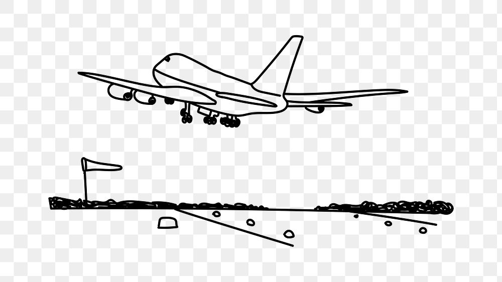 PNG airplane flying doodle illustration, transparent background