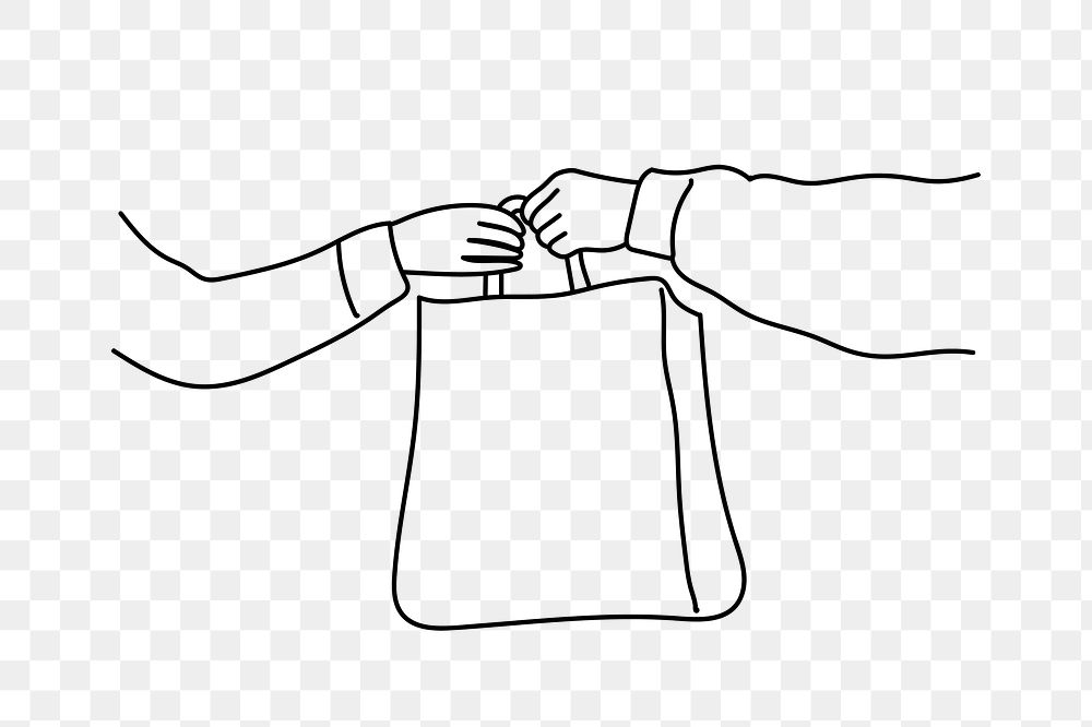 PNG handing shopping bag doodle illustration, transparent background