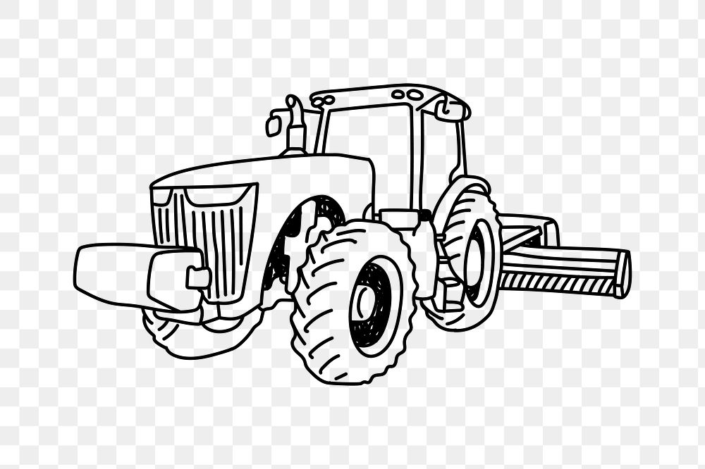 PNG farming tractor doodle illustration, transparent background