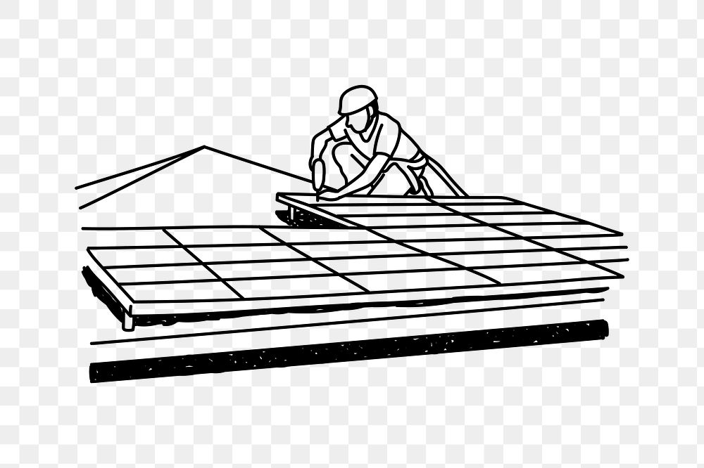 PNG solar cells construction doodle illustration, transparent background