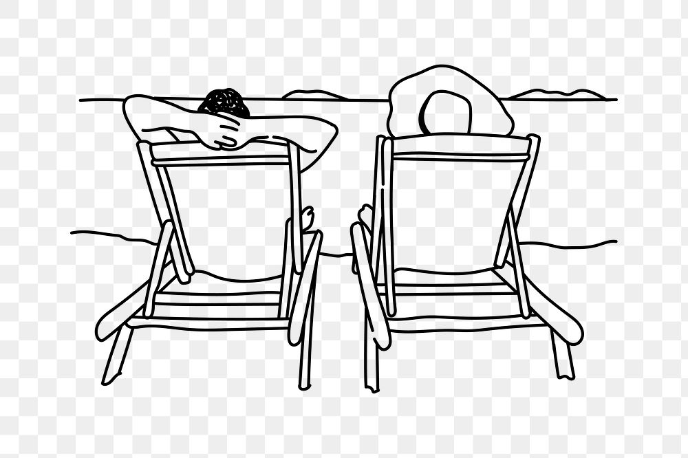 PNG beach vacation doodle illustration, transparent background
