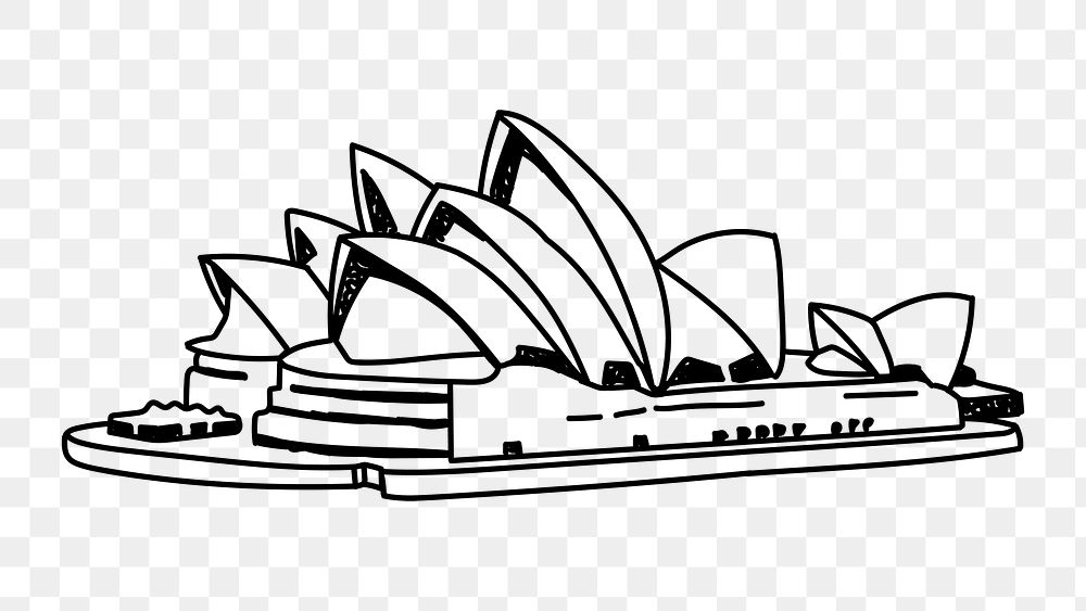 PNG Opera House Sydney doodle illustration, transparent background