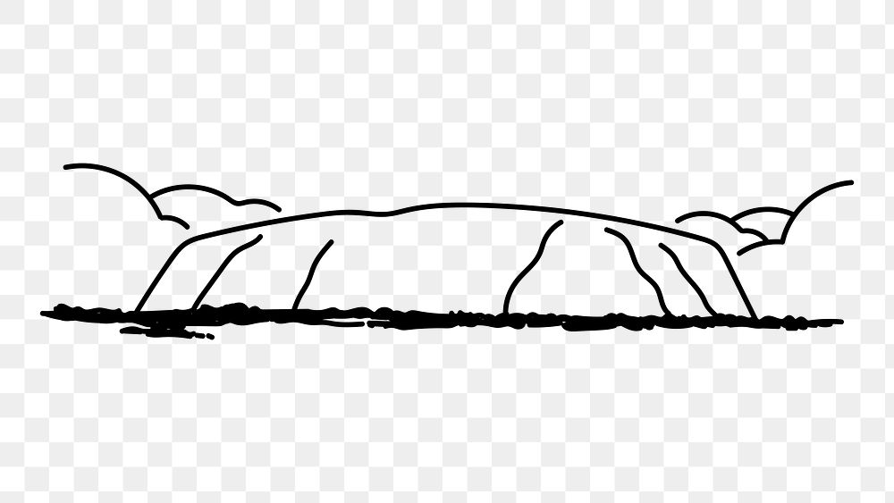 PNG sandstone monolith Uluru Australia doodle illustration, transparent background