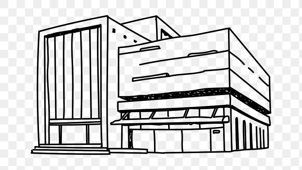 PNG urban building doodle illustration, transparent background