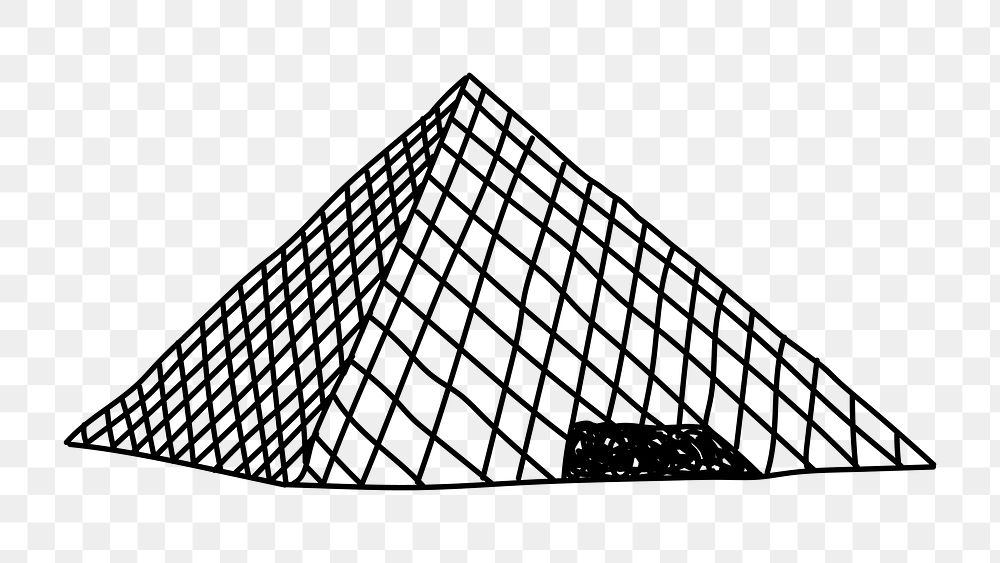 PNG Louvre Museum France doodle illustration, transparent background