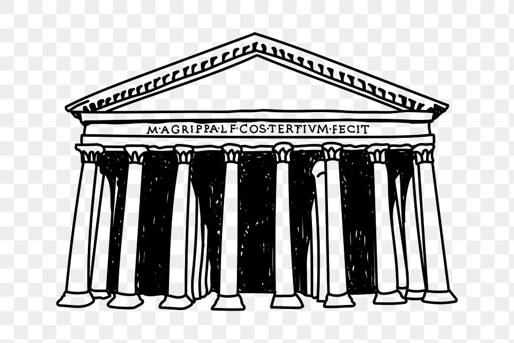 PNG Pantheon Rome doodle illustration, transparent background