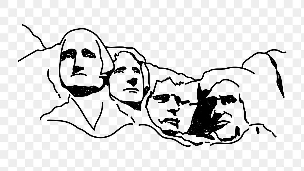 PNG Mount Rushmore USA doodle illustration, transparent background