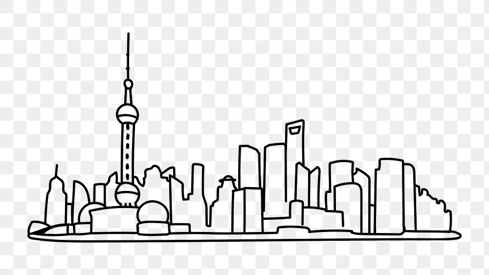 PNG Canada Toronto cityscape doodle illustration, transparent background