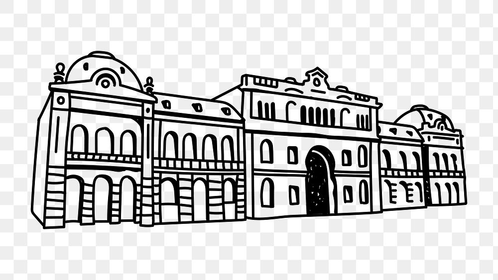 PNG government building architecture doodle illustration, transparent background