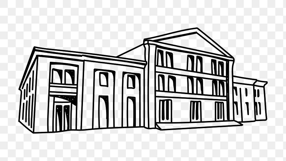 PNG government building doodle illustration, transparent background