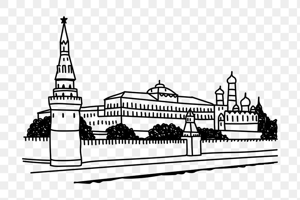PNG Kremlin Russia doodle illustration, transparent background