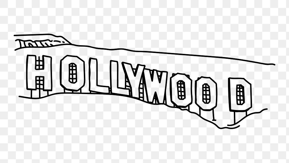 PNG Hollywood Sign California doodle illustration, transparent background