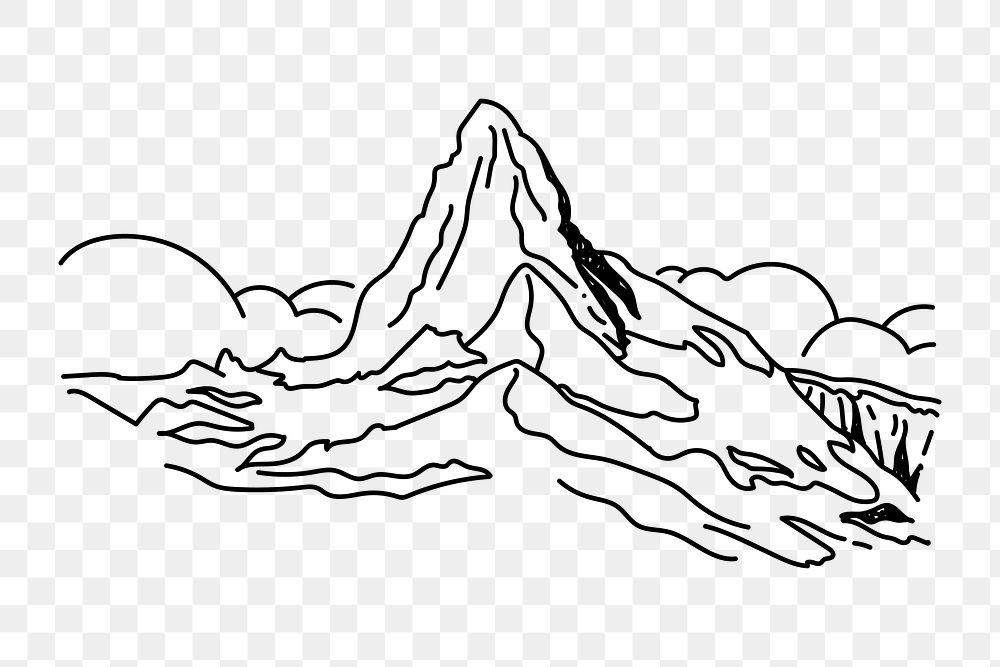 PNG Matterhorn Switzerland doodle illustration, transparent background