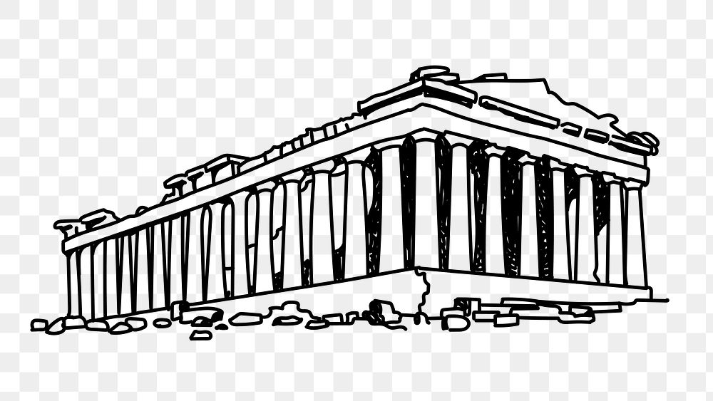 PNG Acropolis of Athens Greece doodle illustration, transparent background