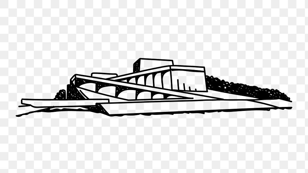 PNG Oslo Opera House Norway doodle illustration, transparent background