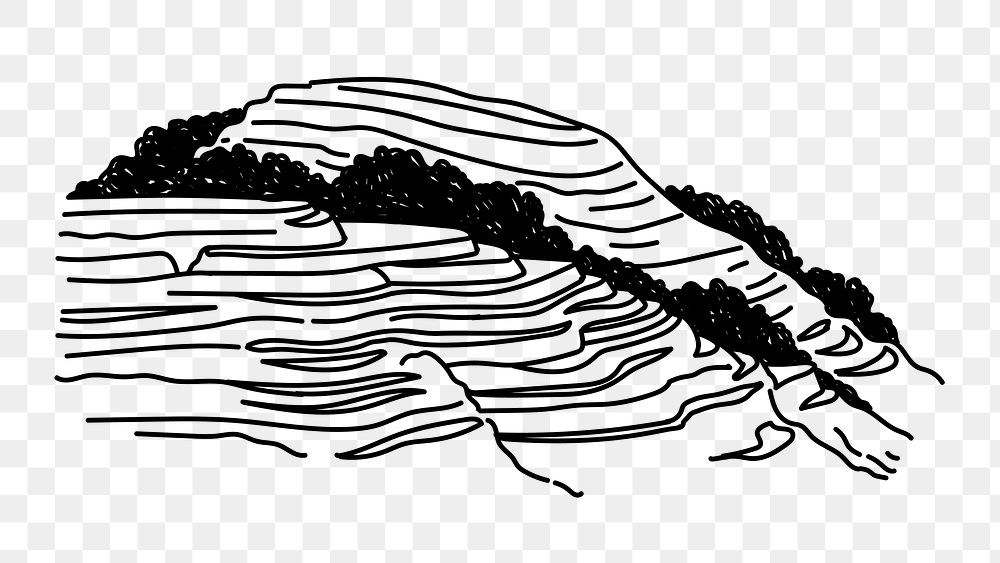 PNG Batad Rice Terraces Philippines doodle illustration, transparent background