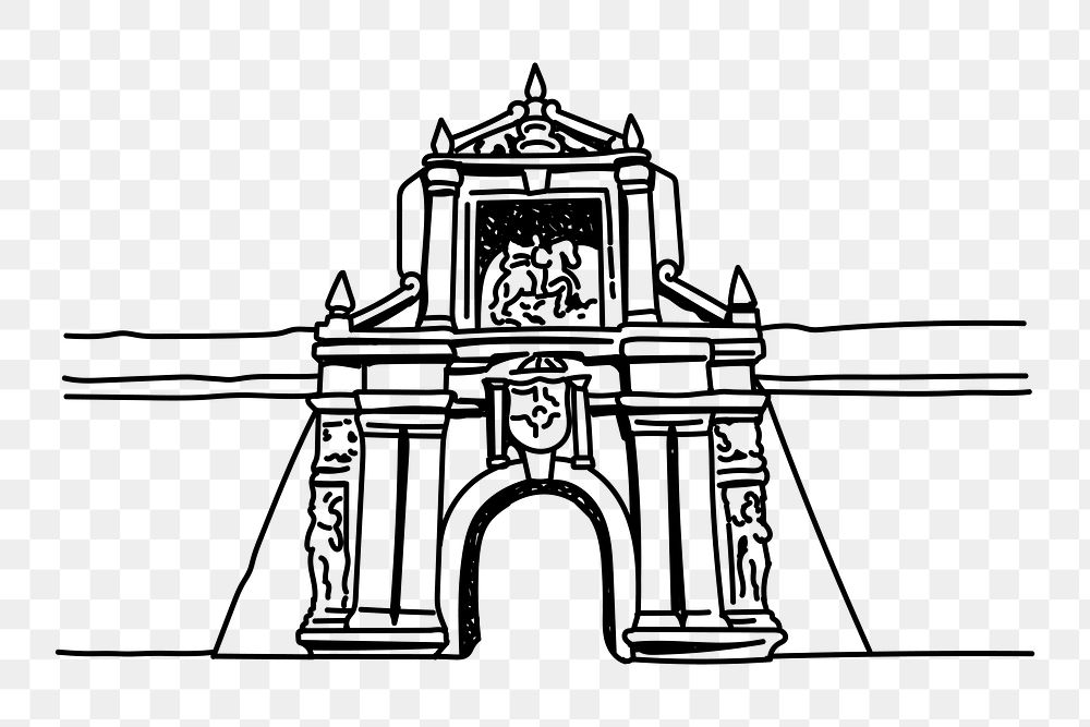 PNG Fort Santiago Philippines doodle illustration, transparent background