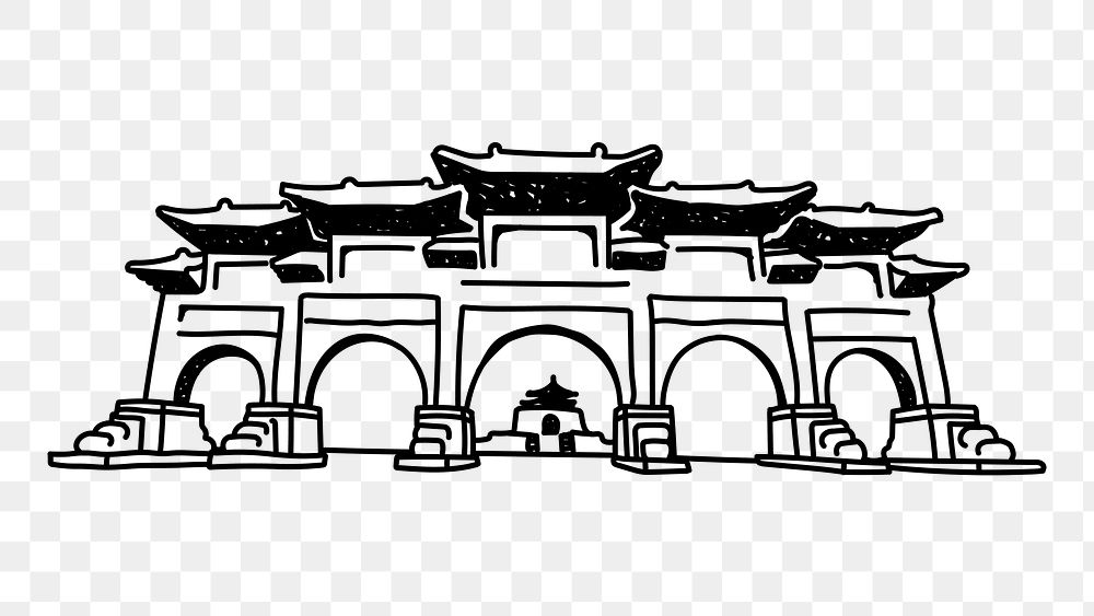 PNG Taiwan Chiang Kai-shek Memorial Hall doodle illustration, transparent background