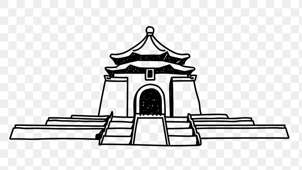 PNG Taiwan Chiang Kai-shek Memorial Hall doodle illustration, transparent background