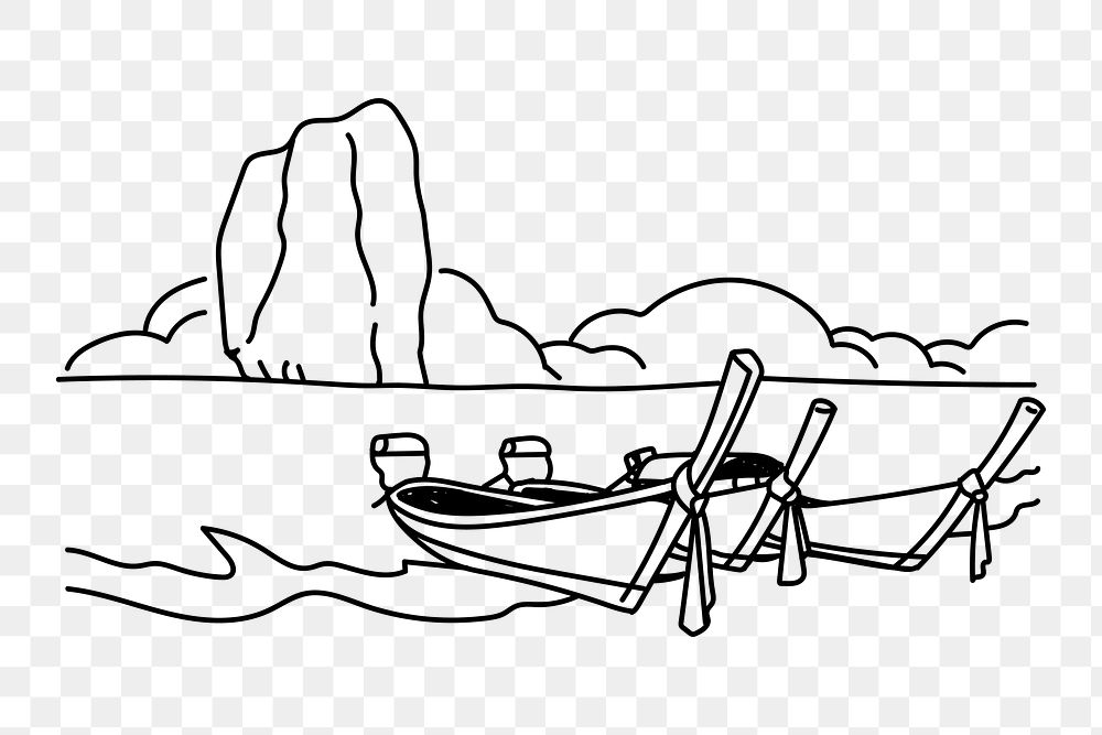 PNG Krabi Island Thailand doodle illustration, transparent background