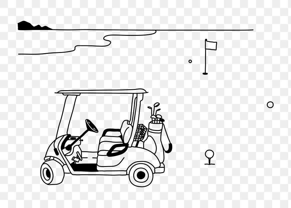 PNG golf course doodle illustration, transparent background