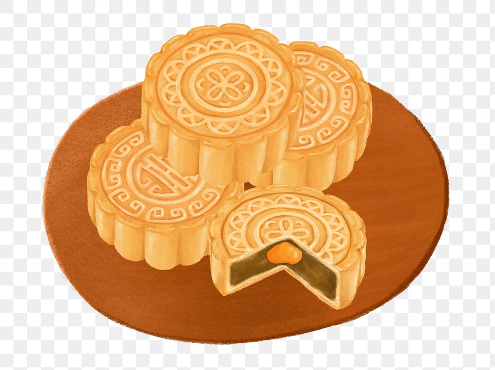 PNG Chinese Mooncake, dessert food illustration, transparent background