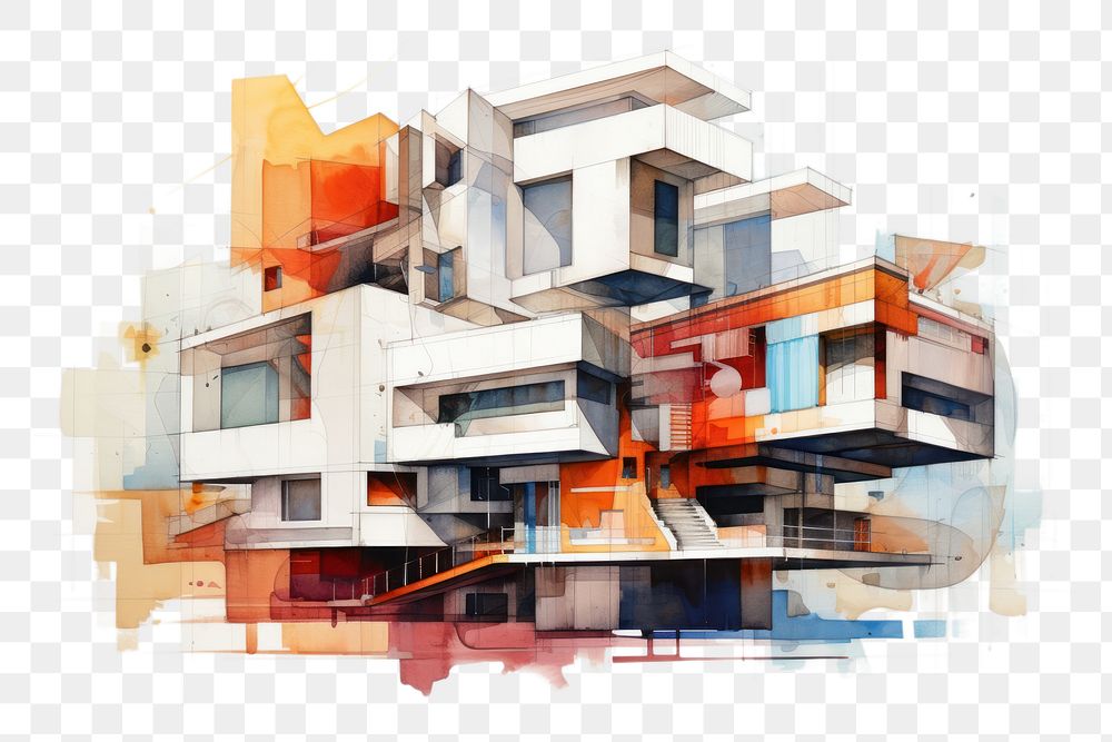 PNG Architecture building city art. AI generated Image by rawpixel.