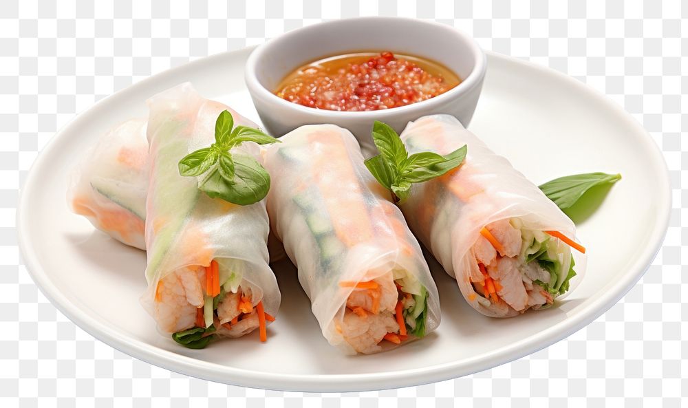 PNG Fresh spring roll dish plate food. 