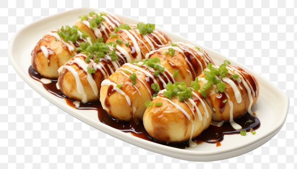 PNG Takoyaki plate food meal. 