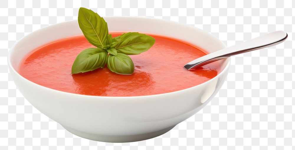 PNG Tomato soup spoon bowl food. AI generated Image by rawpixel.