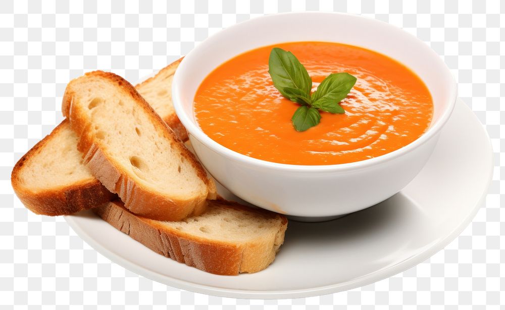 PNG Tomato soup bread food meal. AI generated Image by rawpixel.