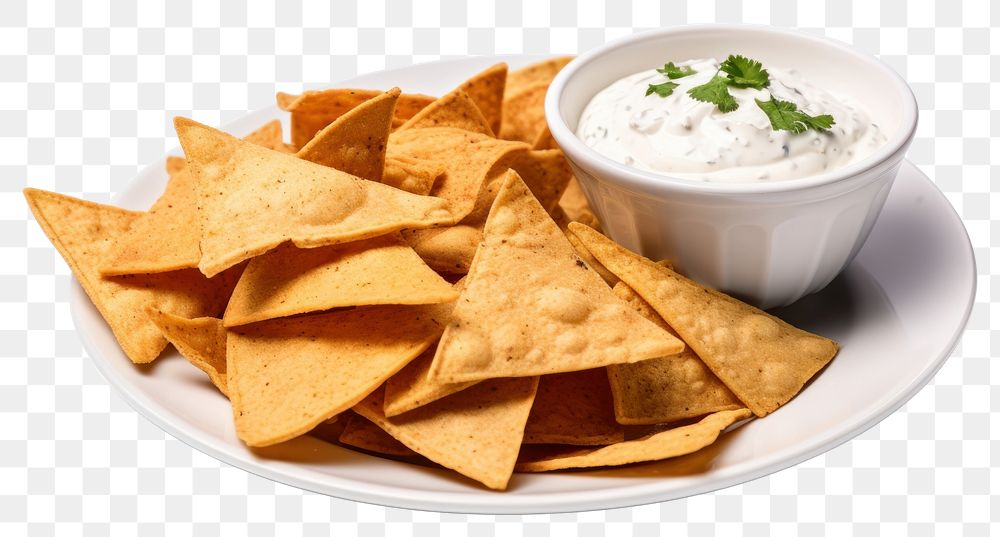 PNG Tortilla chips dip plate food. 