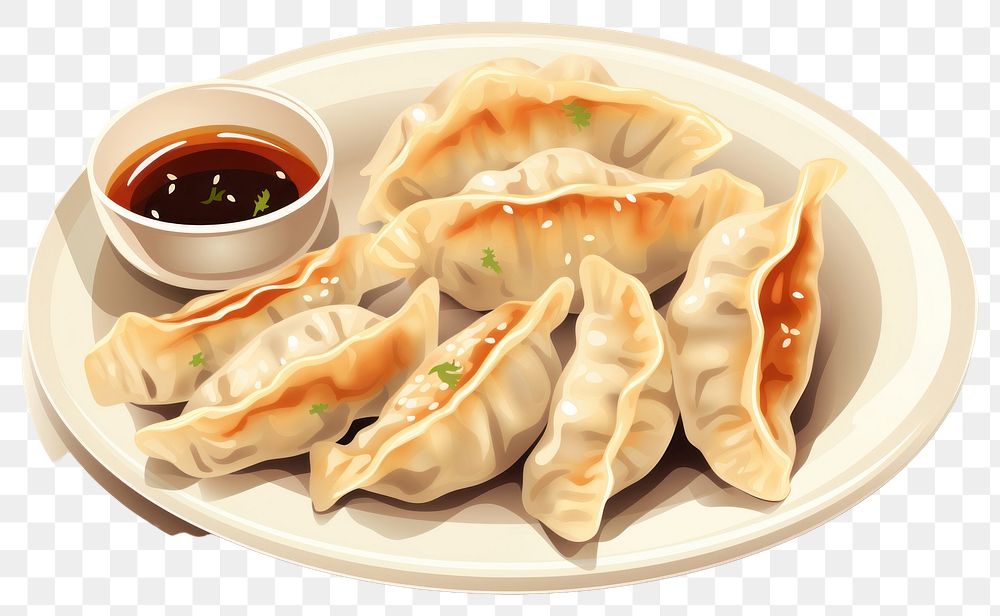 PNG Dumpling food plate meal. AI generated Image by rawpixel.