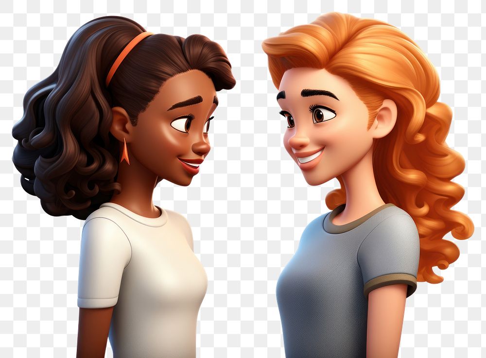 PNG Friendship cartoon adult women. AI generated Image by rawpixel.