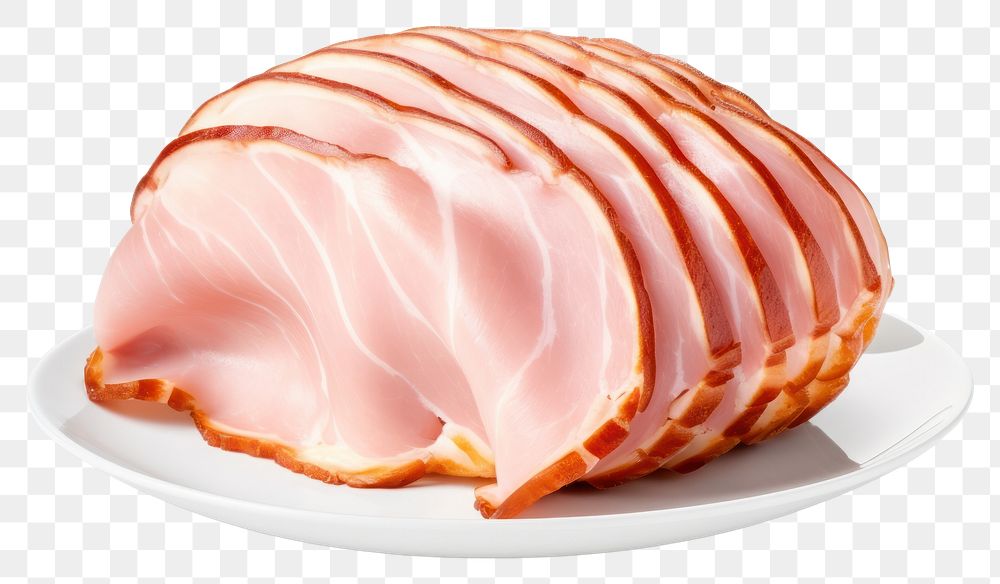 PNG Smoked ham plate food meat. AI generated Image by rawpixel.