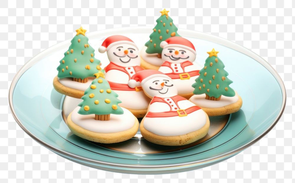 PNG Christmas sugar cookies plate dessert icing. 