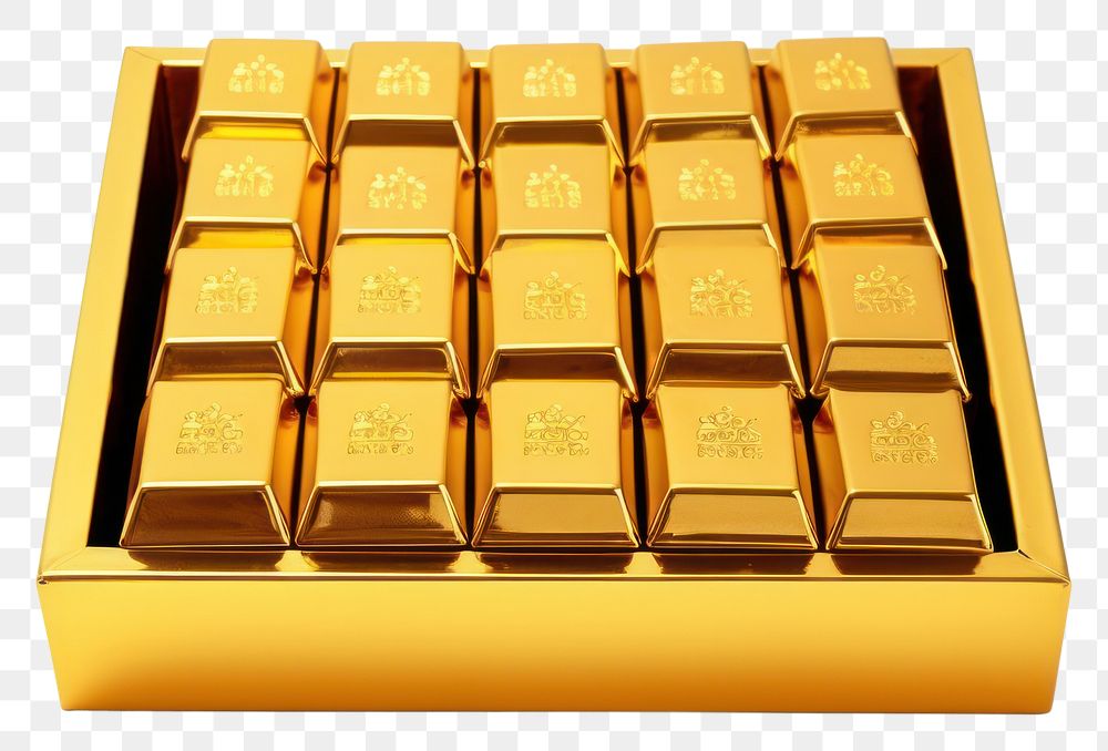 PNG Gold bars box white background electronics. AI generated Image by rawpixel.