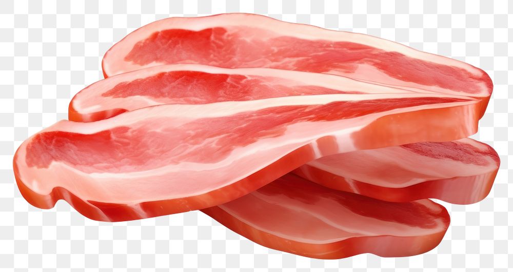 PNG Bacon 3d foods pork meat white background. AI generated Image by rawpixel.