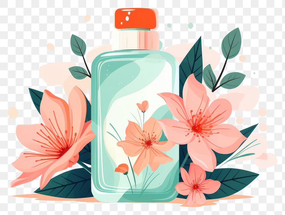 PNG Bottle flower graphics perfume. AI generated Image by rawpixel.