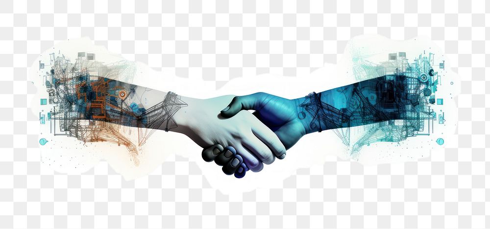 PNG Handshake adult technology futuristic. AI generated Image by rawpixel.