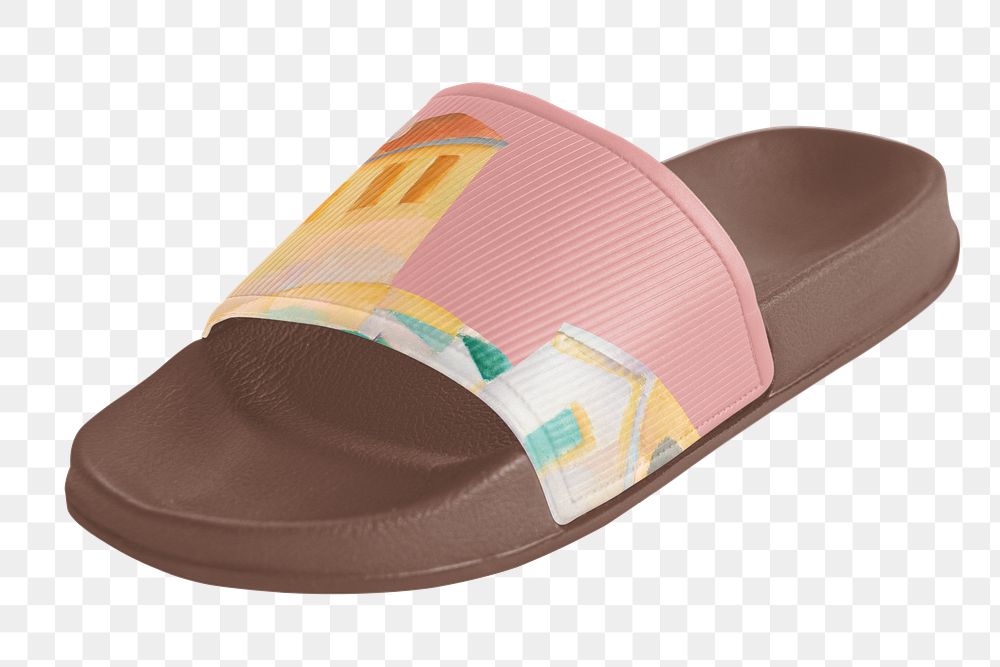 PNG Brown beach sandals, transparent background