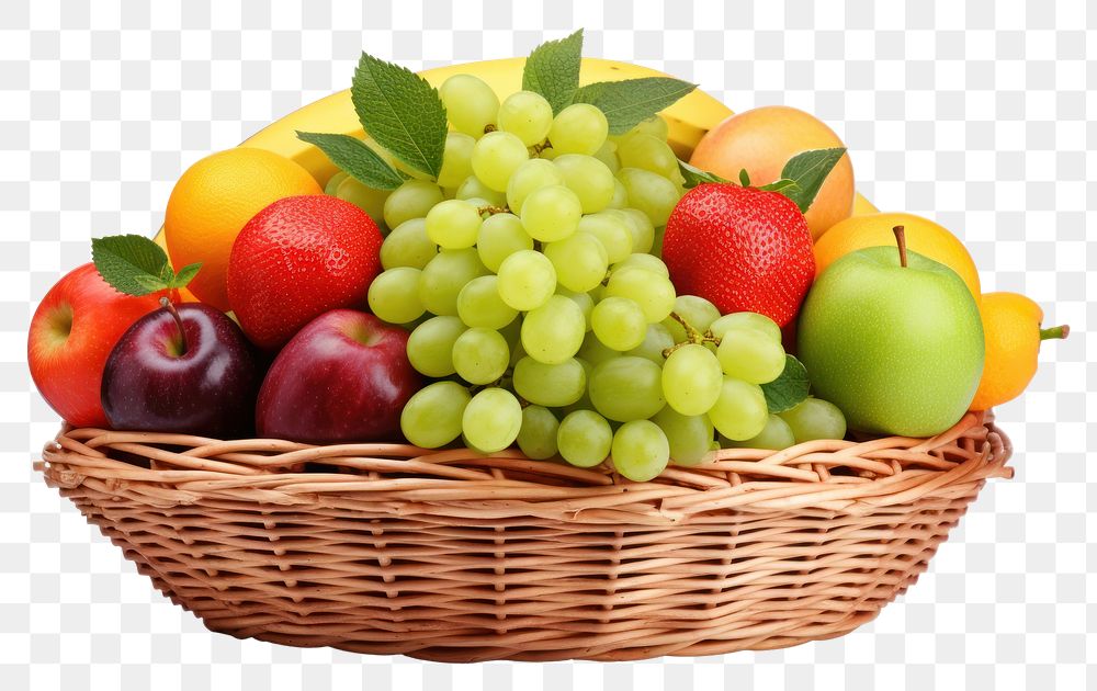 PNG  Fruit basket grapes plant food. AI generated Image by rawpixel.