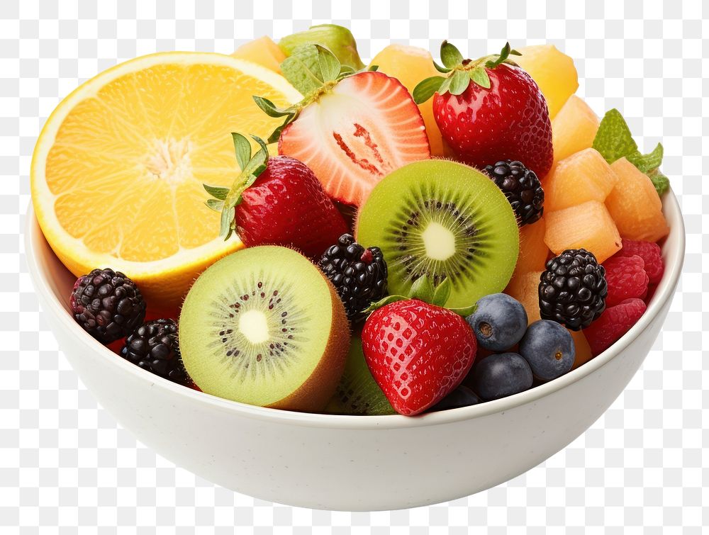 PNG Fruit bowl strawberry blueberry. 