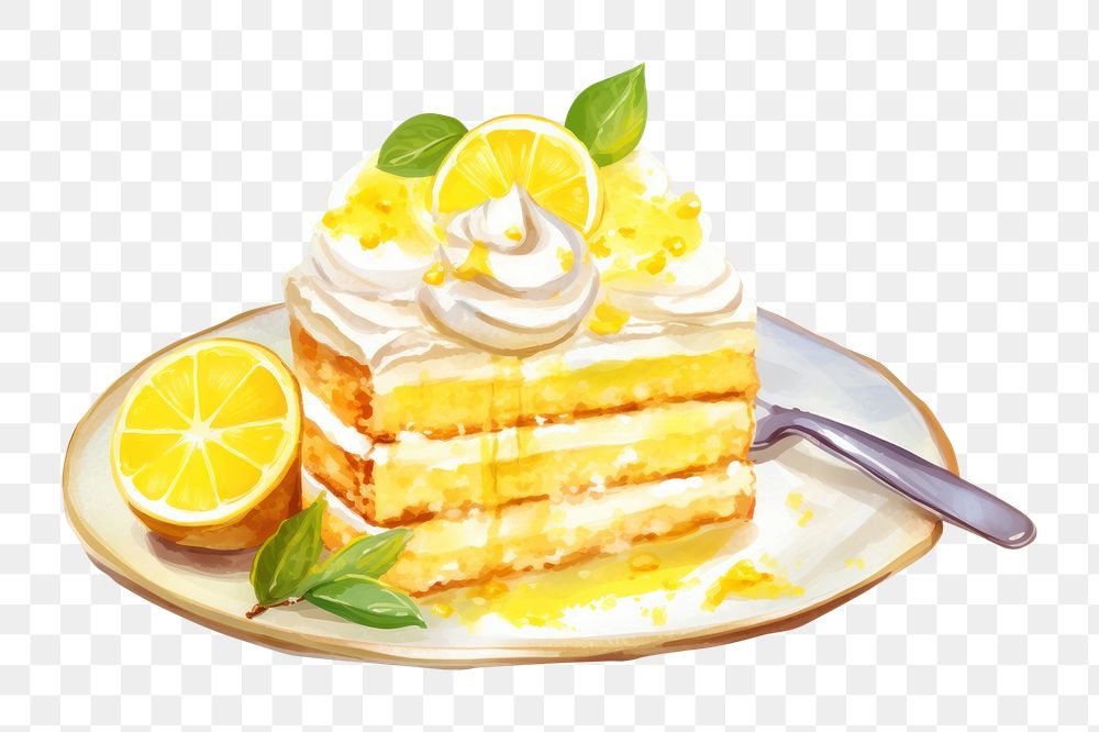 PNG Lemon cake dessert fruit lemon. AI generated Image by rawpixel.