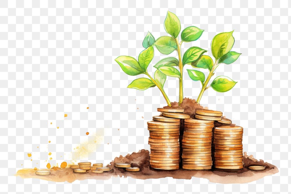 PNG Money growth plant coin leaf. AI generated Image by rawpixel.