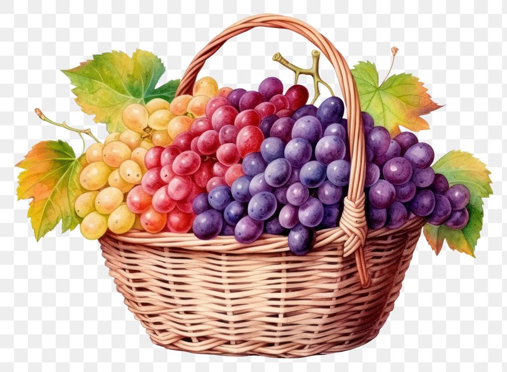 PNG Basket grapes fruit plant. 