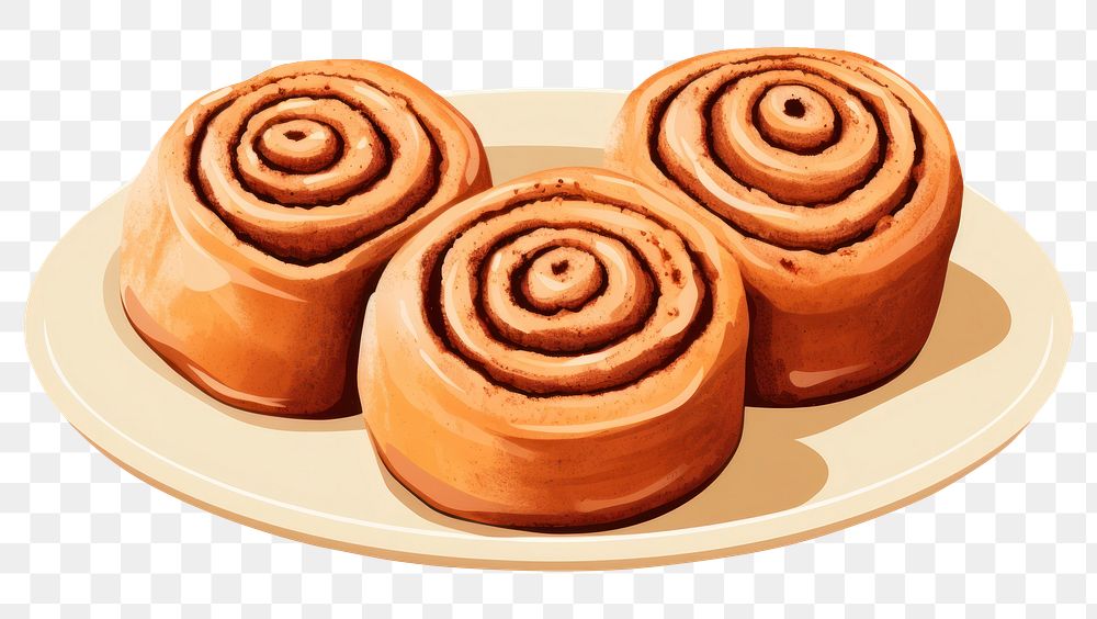 PNG Cinnamon rolls dessert spiral plate. 