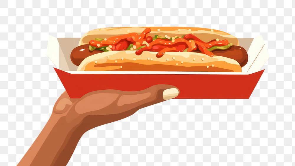 PNG Hot dog ketchup holding food hand. AI generated Image by rawpixel.